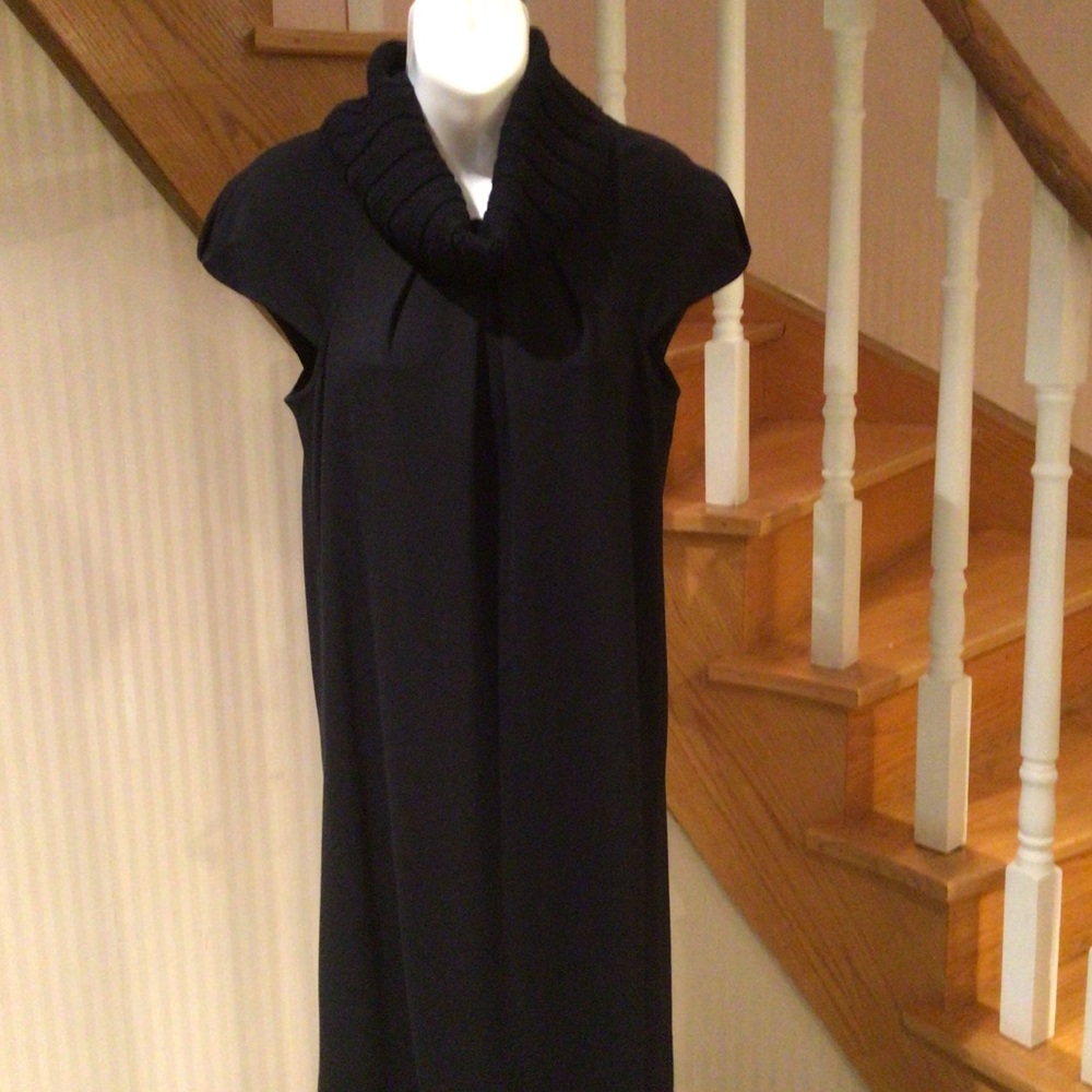 💕HOST PICK💕NWOT Slip on Black  cowl neck/cap slv loose fit dress